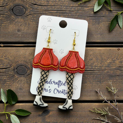 Red Leg Lamp Dangle Earrings – Handmade Polymer Clay Earrings