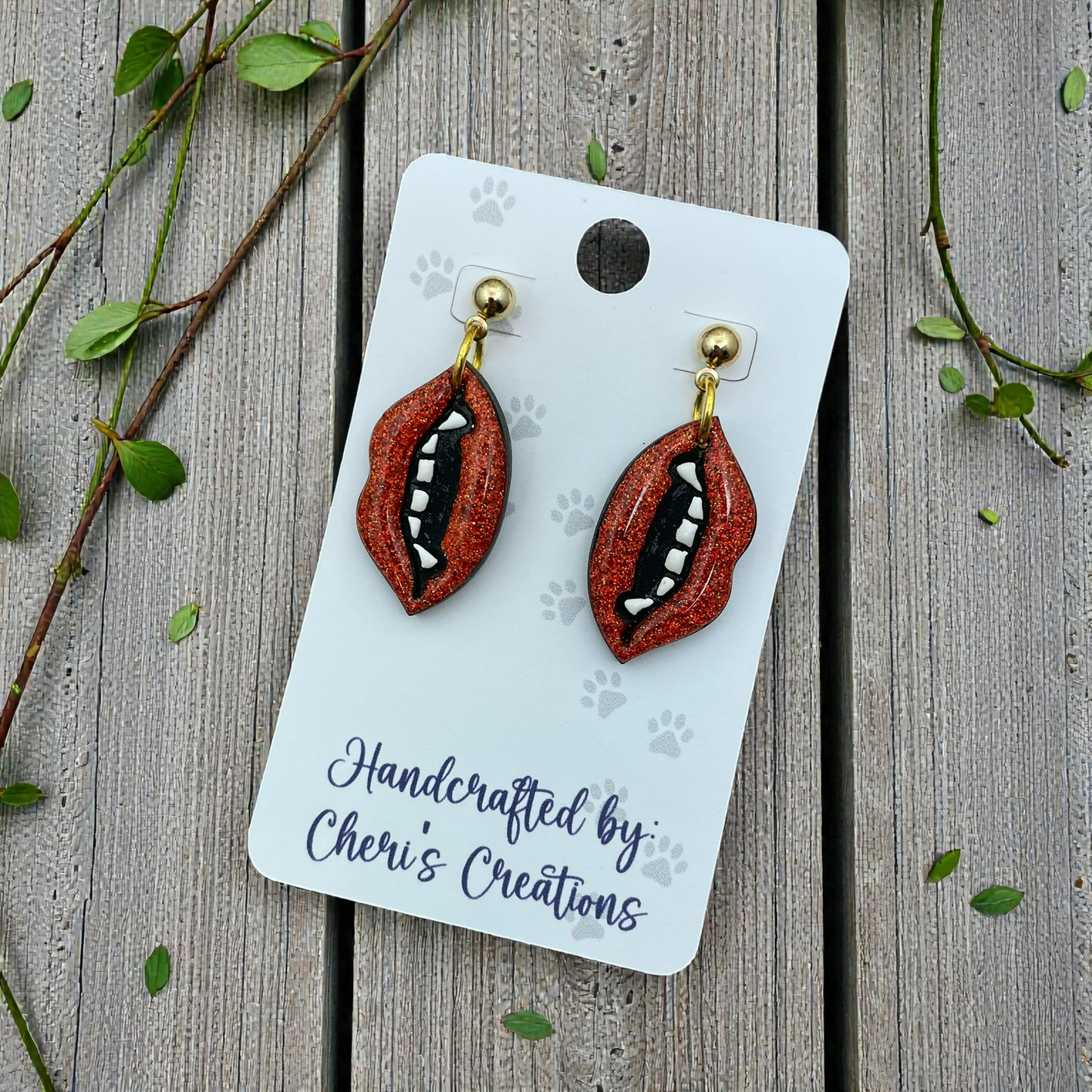 Red Vampire Lips Dangle Earrings – Handmade Polymer Clay Earrings