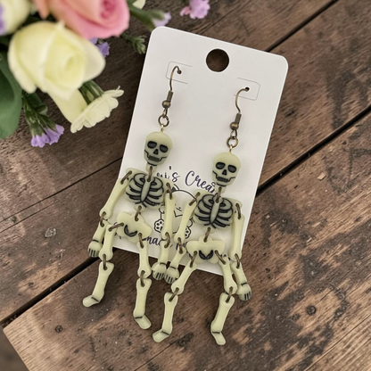 Dancing Skeletons Earrings - Handmade Polymer Clay Dangle Earrings