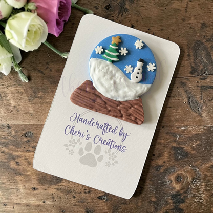 Snow Globe Bow Center – Handmade Polymer Clay Embellishment
