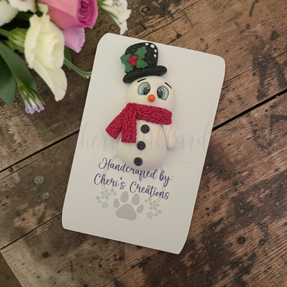 Snowman Bow Center – Handmade Polymer Clay Embellishment