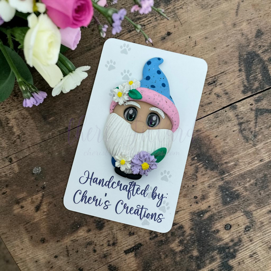 Spring Daisy Gnome Bow Center – Handmade Polymer Clay Embellishment