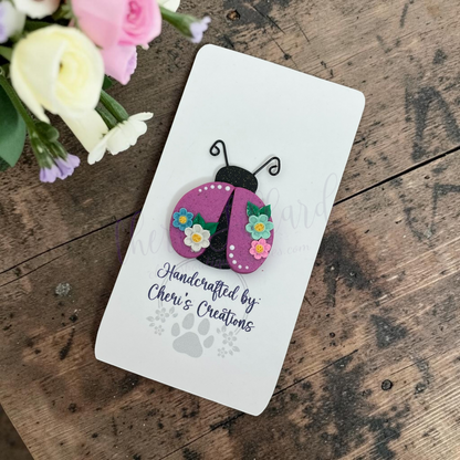 Spring Ladybug Bow Center – Handmade Polymer Clay Embellishment