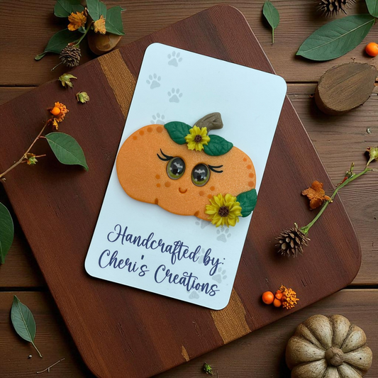 Fall Sunflower Pumpkin Bow Center – Handmade Polymer Clay Embellishment