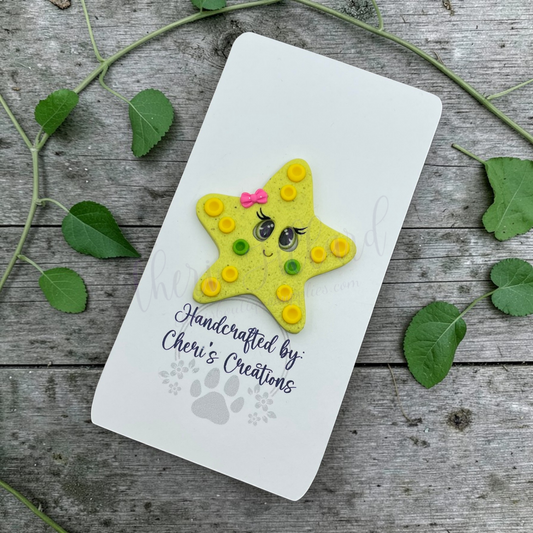 Sunny Starfish Bow Center – Handmade Polymer Clay Embellishment