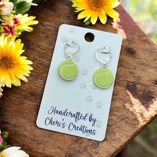 Tennis Ball Polymer Clay Dangle Earrings