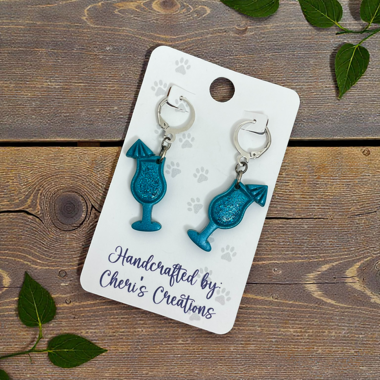 Turquoise Cocktail Dangles - Handmade Polymer Clay Earrings