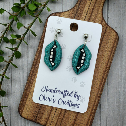 Turquoise Vampire Lips Dangle Earrings – Handmade Polymer Clay Earrings