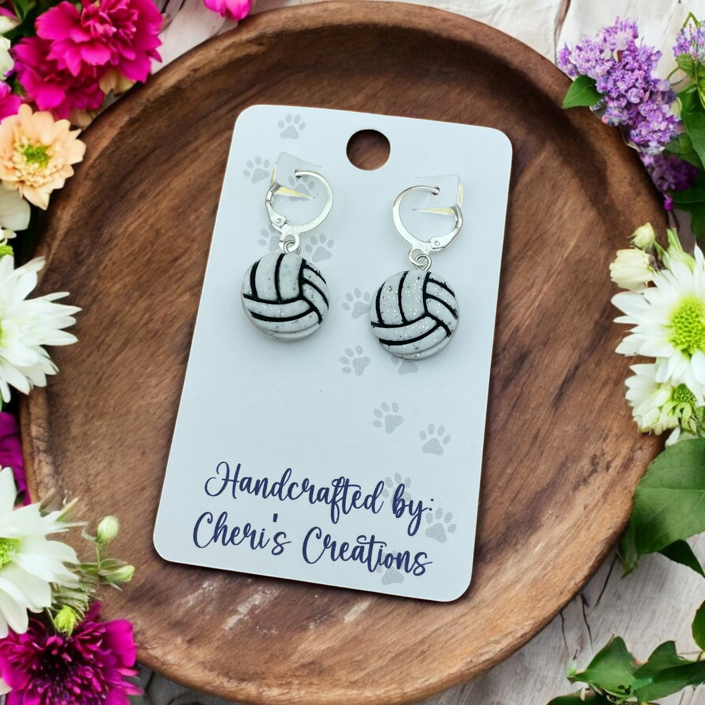 Volleyball Polymer Clay Dangle Earrings