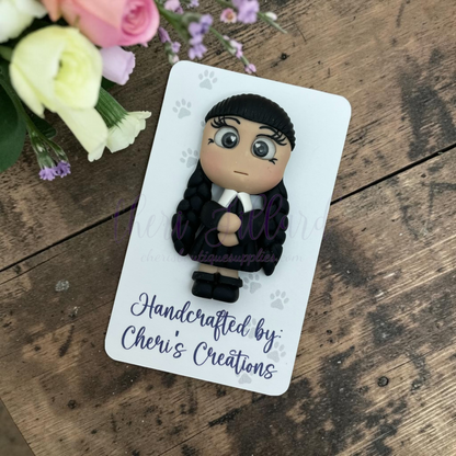 Goth Girl Bow Center – Handmade Polymer Clay Embellishment