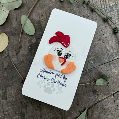 White Chicken Bow Center – Handmade Polymer Clay Embellishment