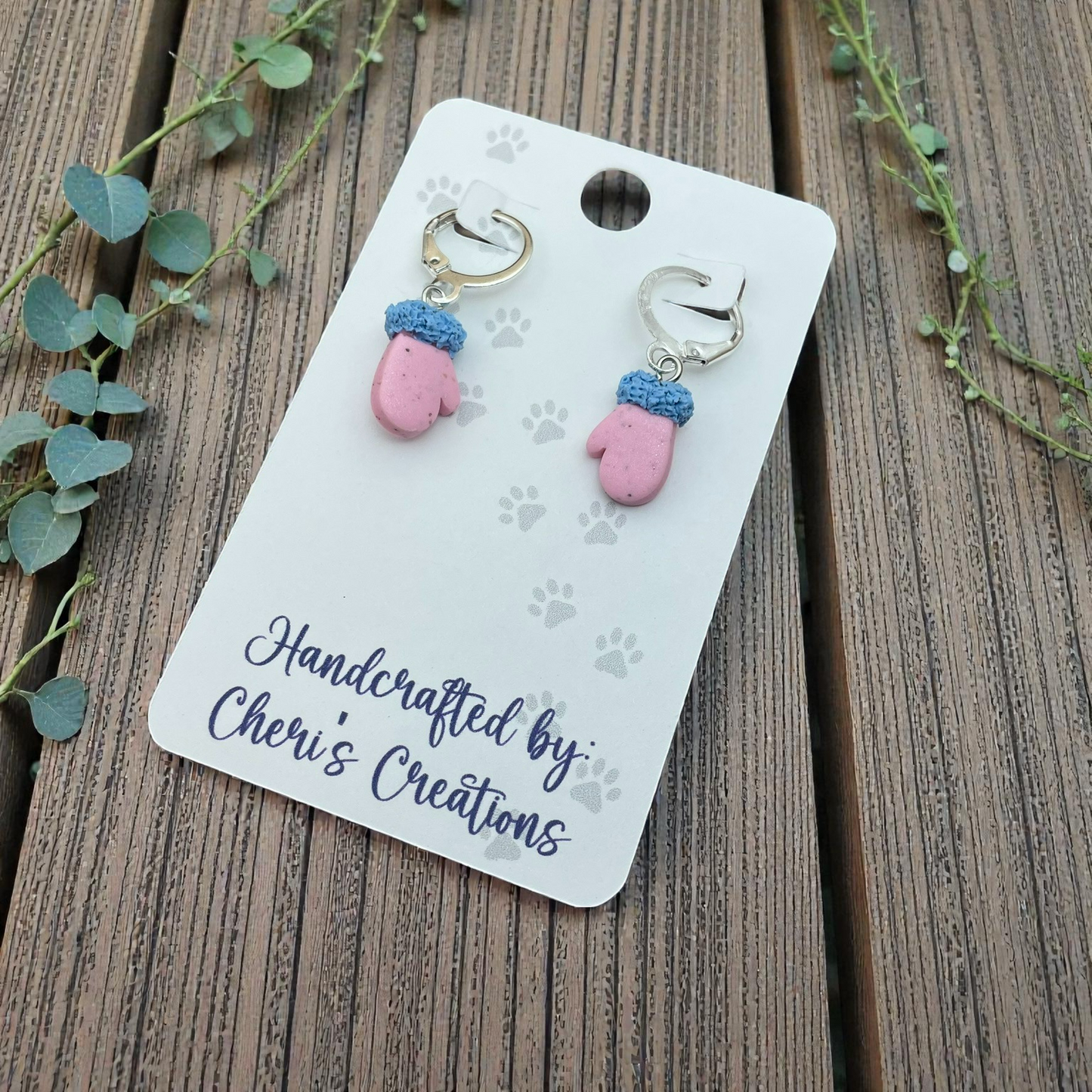 Pastel Winter Mitten Dangle Earrings – Handmade Polymer Clay Earrings