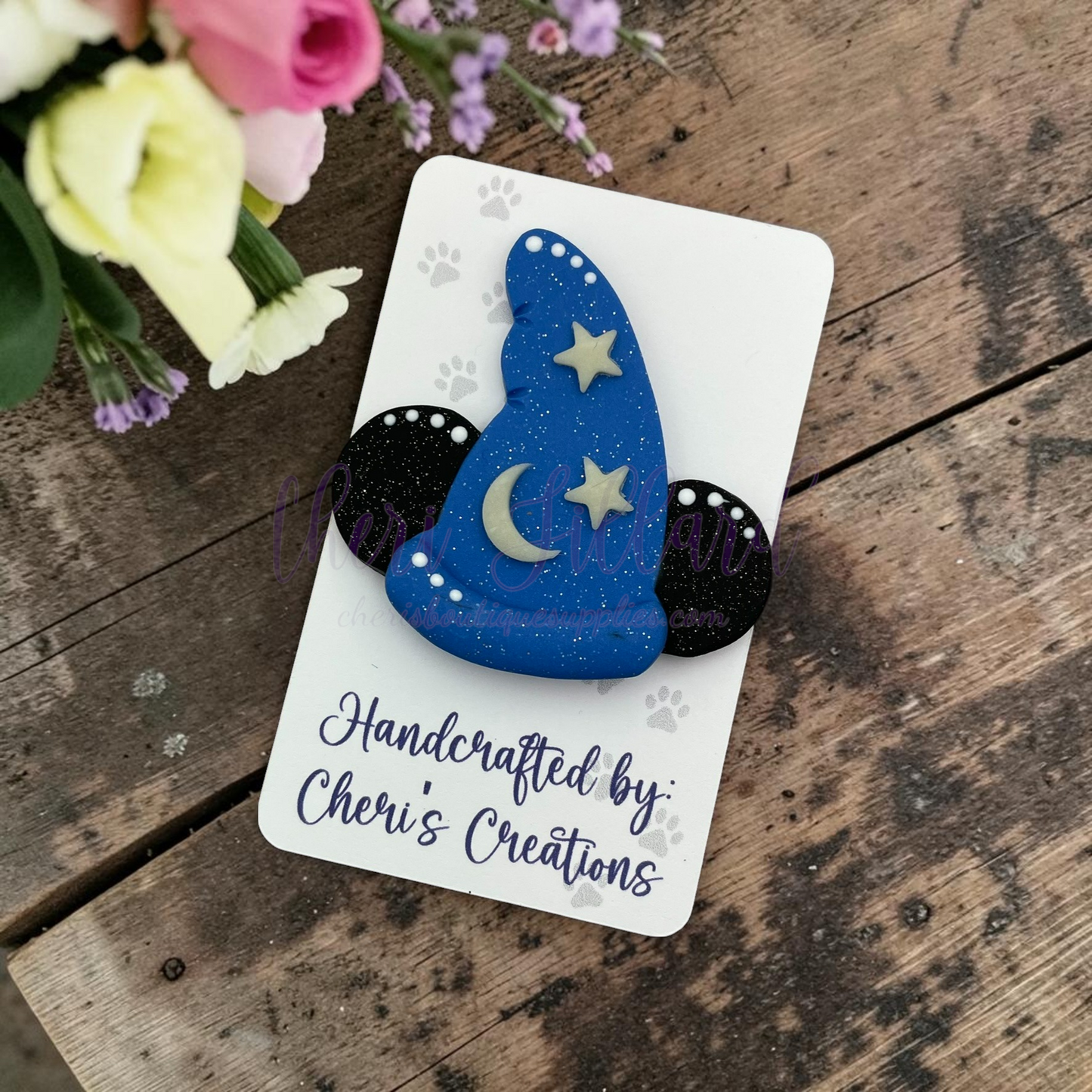 Wizard Mouse Hat Bow Center – Handmade Polymer Clay Embellishment