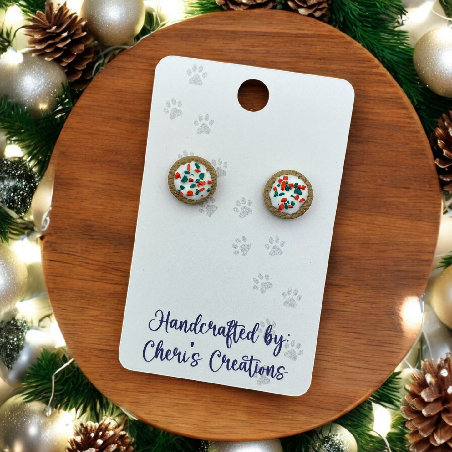 Christmas Cookie Polymer Clay Stud Earrings