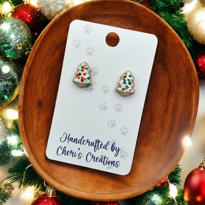 Christmas Tree Cookie Polymer Clay Stud Earrings