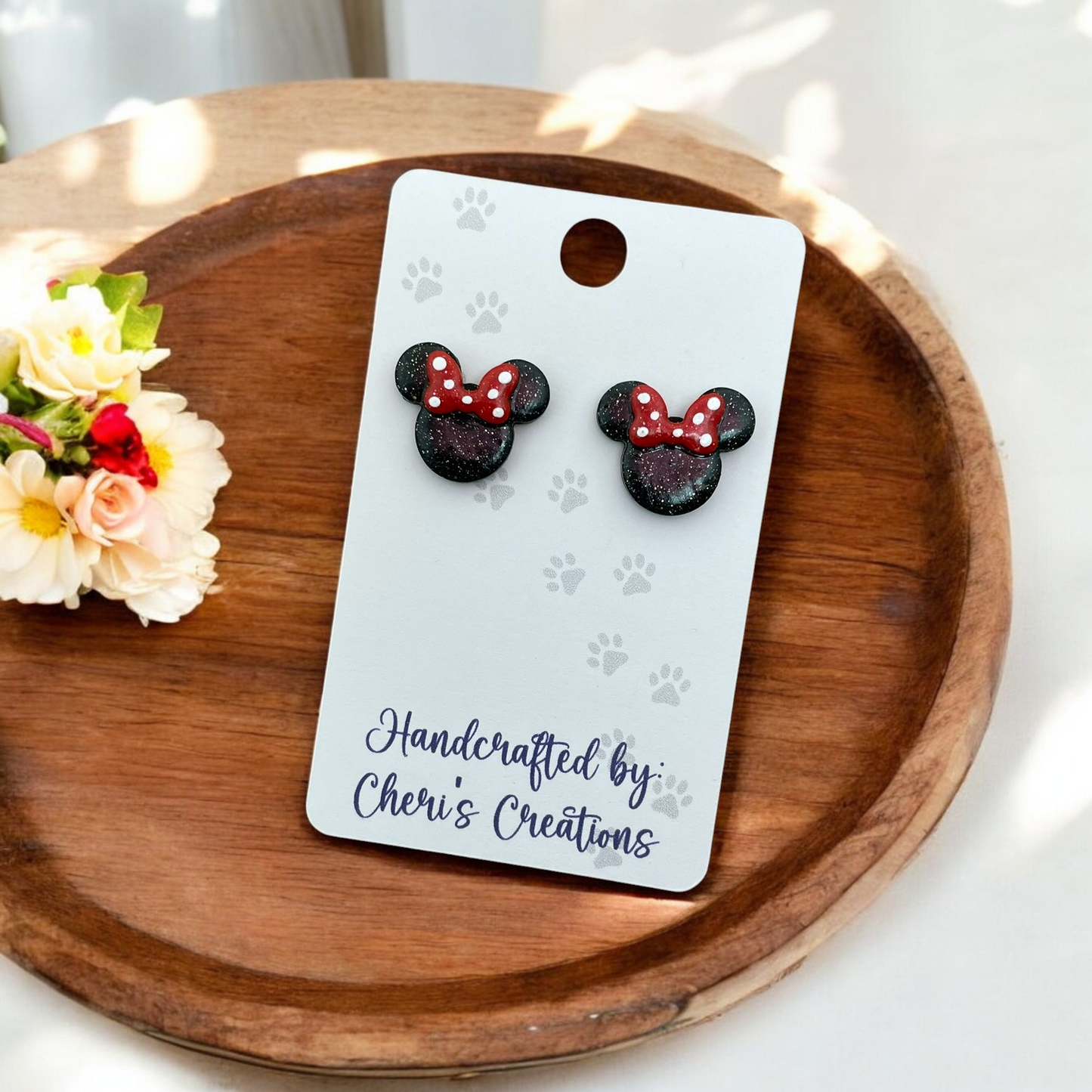 Girly Mouse Ears Polymer Clay Stud Earrings