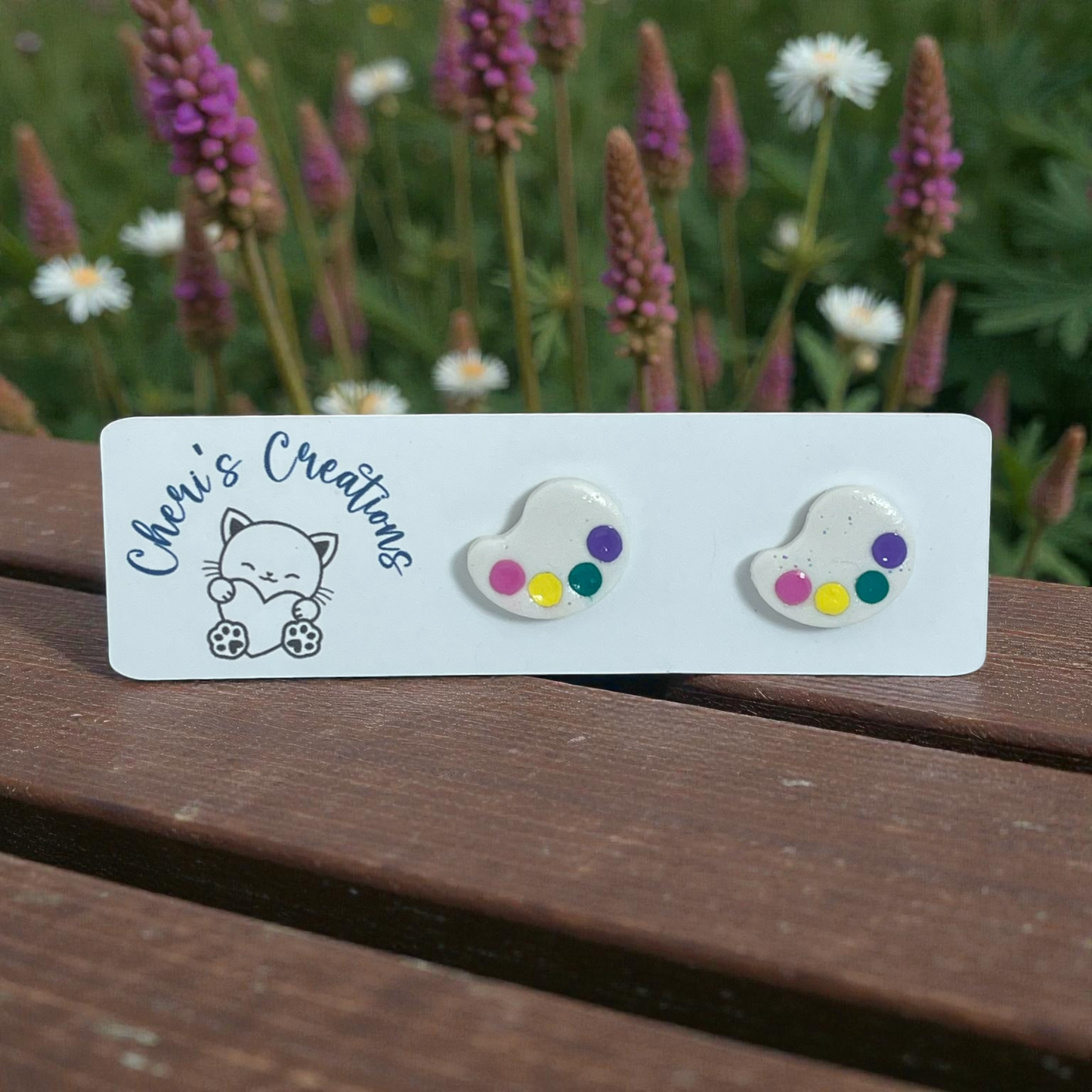 Paint Palette Studs – Handmade Polymer Clay Earrings