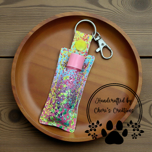 Chapstick Keychain - Ombre Paint Splatter Lip Balm Holder