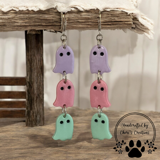 Pastel Floating Ghosts Polymer Clay Earrings