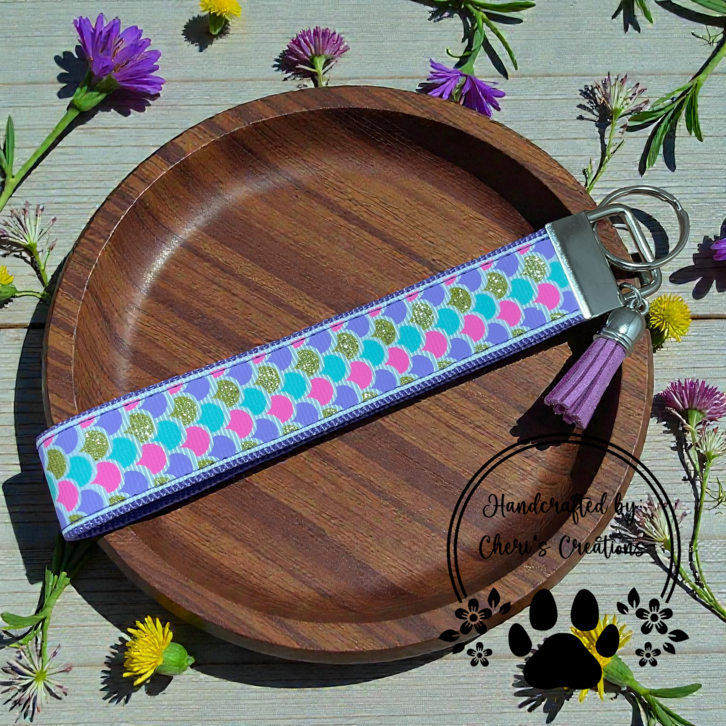 Wristlet Keychain - Pastel Mermaid Tales Key Fob