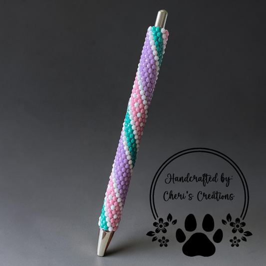 Pastel Swirls Rhinestone Bling Ballpoint Pen