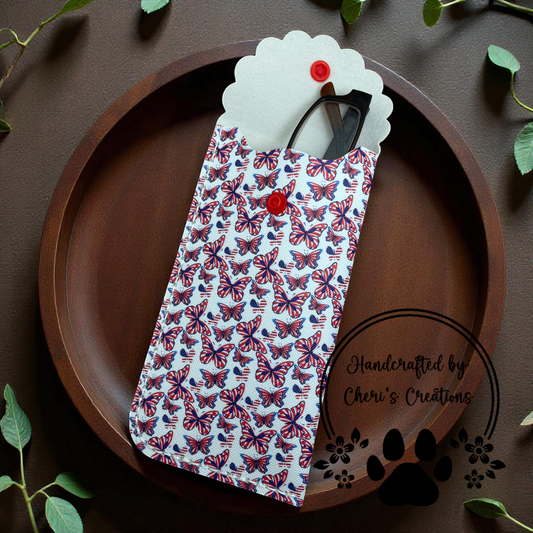 Glasses Case - Patriotic Butterflies Case for Glasses