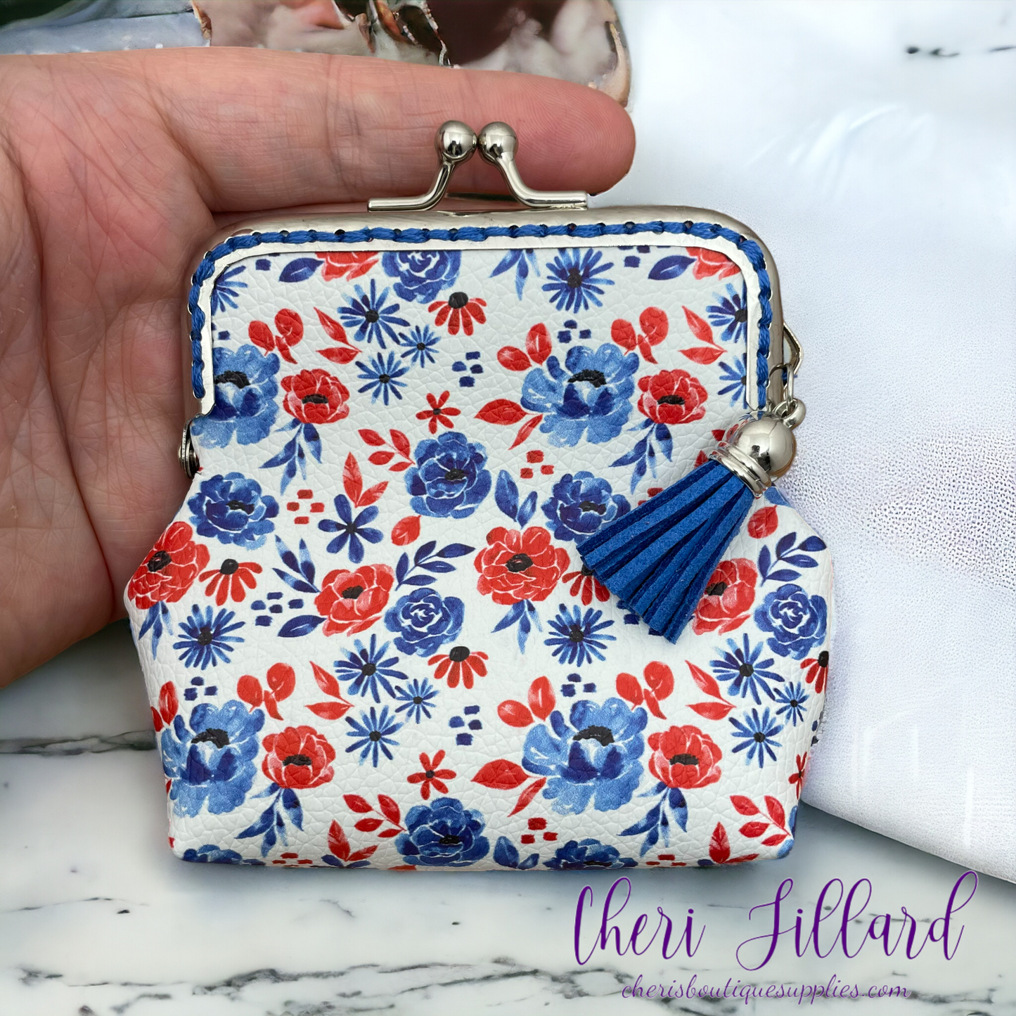 Patriotic Floral Coin Purse