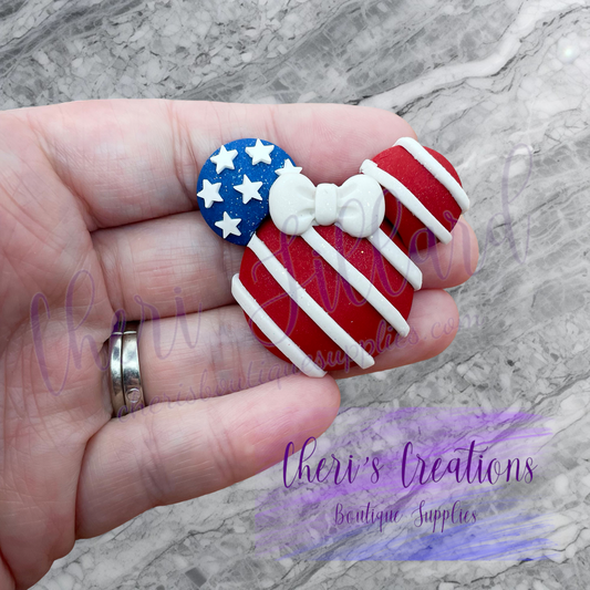 Patriotic Mouse Ears Polymer Clay Embellishment