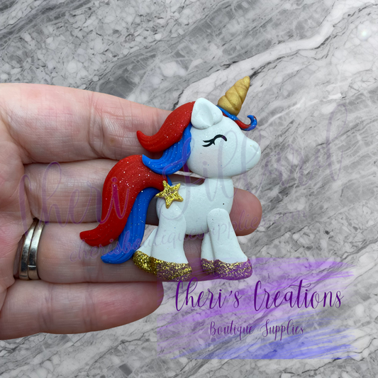 Patriotic Unicorn Polymer Clay Embellishment