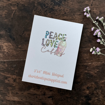 Peace Love Coffee Mini Notepad – Cute Coffee Memo Pad