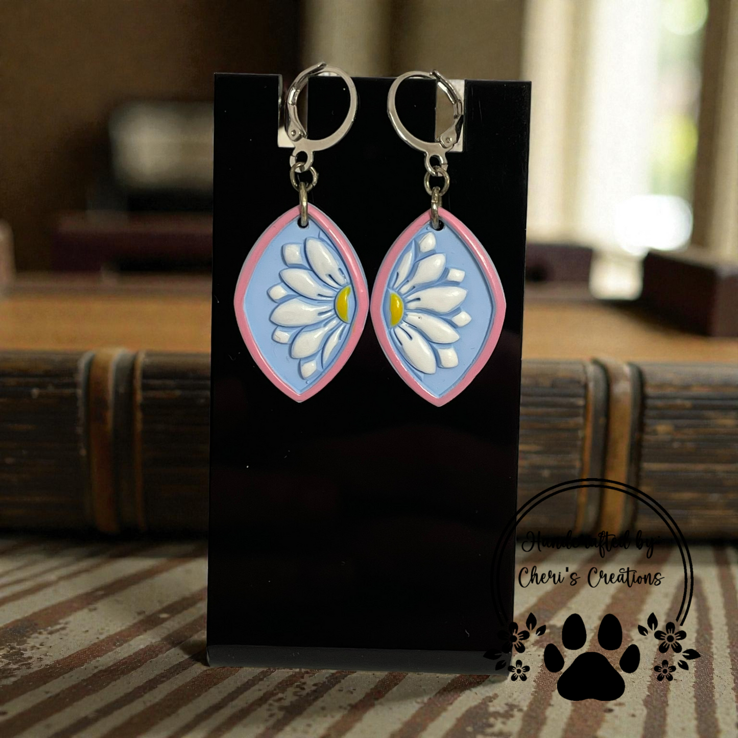 Peekaboo Daisy Dangle Earrings – Handmade Polymer Clay Earrings
