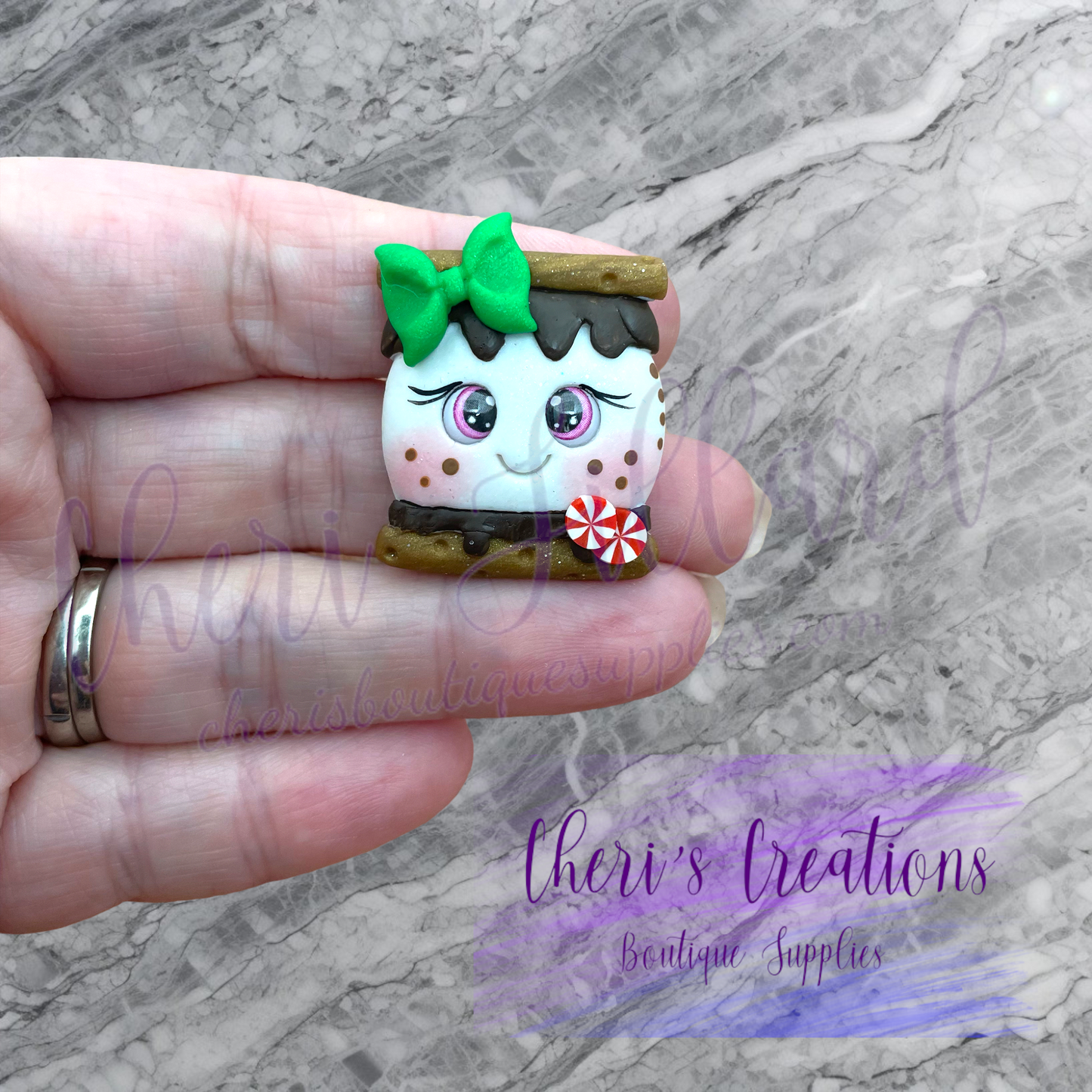 Peppermint S’mores Polymer Clay Embellishment