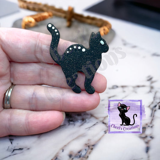 Shadow Cat Polymer Clay Embellishment