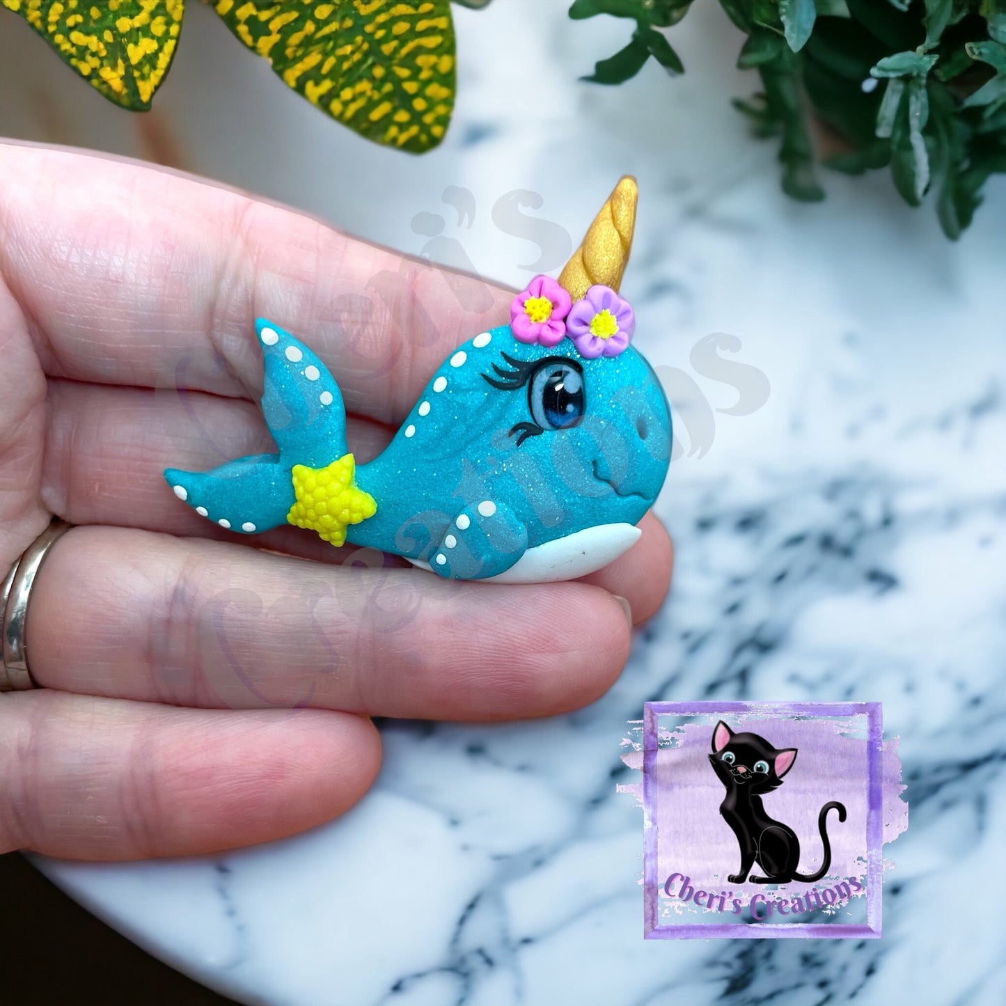 Narwhal Polymer Clay Embellishment