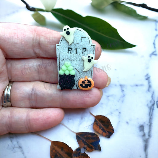 Spooky Tombstone Polymer Clay Embellishment
