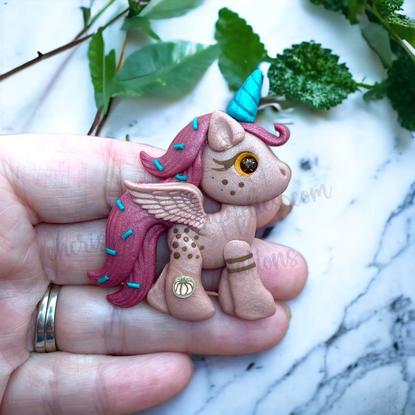 Pumpkin Patch Unicorn Polymer Clay Embellishment