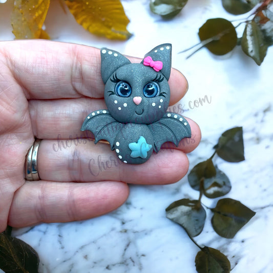 Cute Spooky Bat Polymer Clay Embellishment