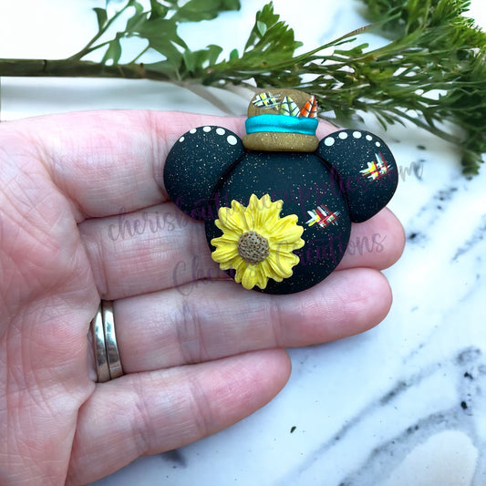 Fall Sunflower Mouse Ears Polymer Clay Embellishment