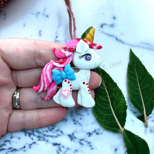 Valentine Unicorn Polymer Clay Embellishment