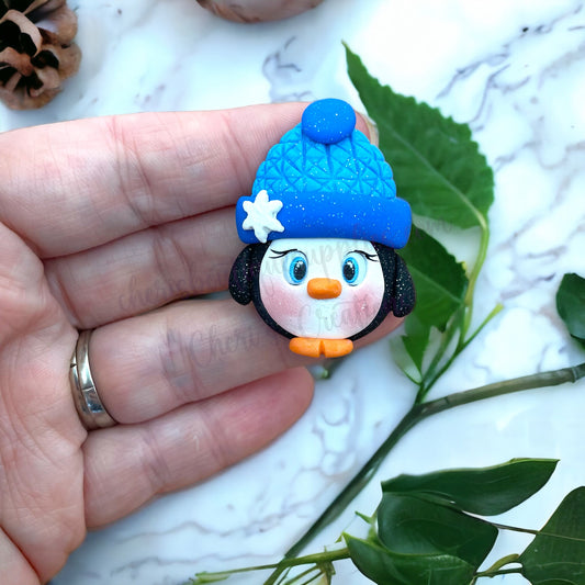 Winter Penguin Polymer Clay Embellishment