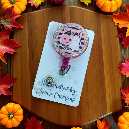 Boo Ghost Badge Reel ID Holder with Belt Clip