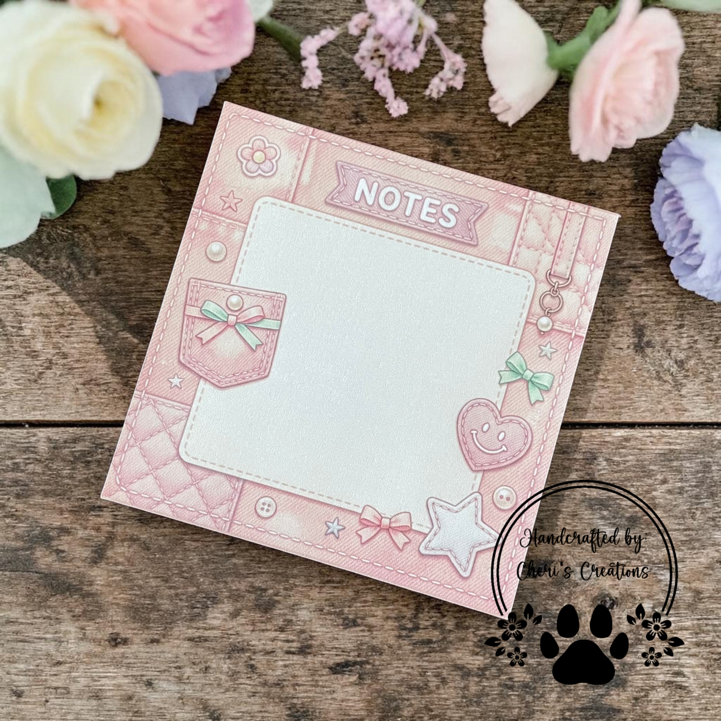 Pink Denim Memo Pad – Cute Denim Notepad