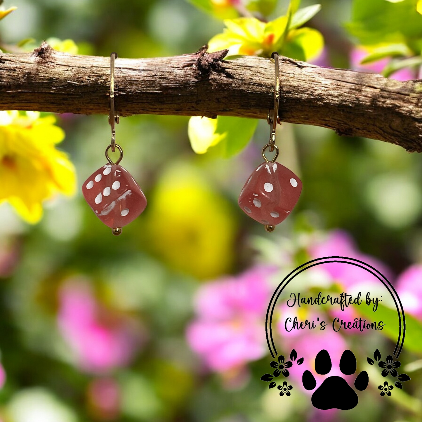 Light Pink Mini Dice Acrylic Dangle Earrings