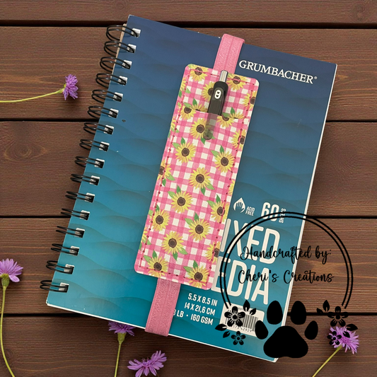 Pen Pouch - Pink Gingham Sunflowers Journal Pen Holder