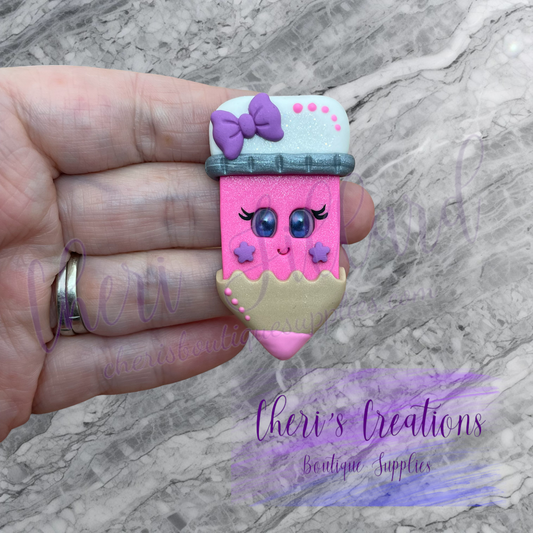 Pink Pencil Polymer Clay Embellishment