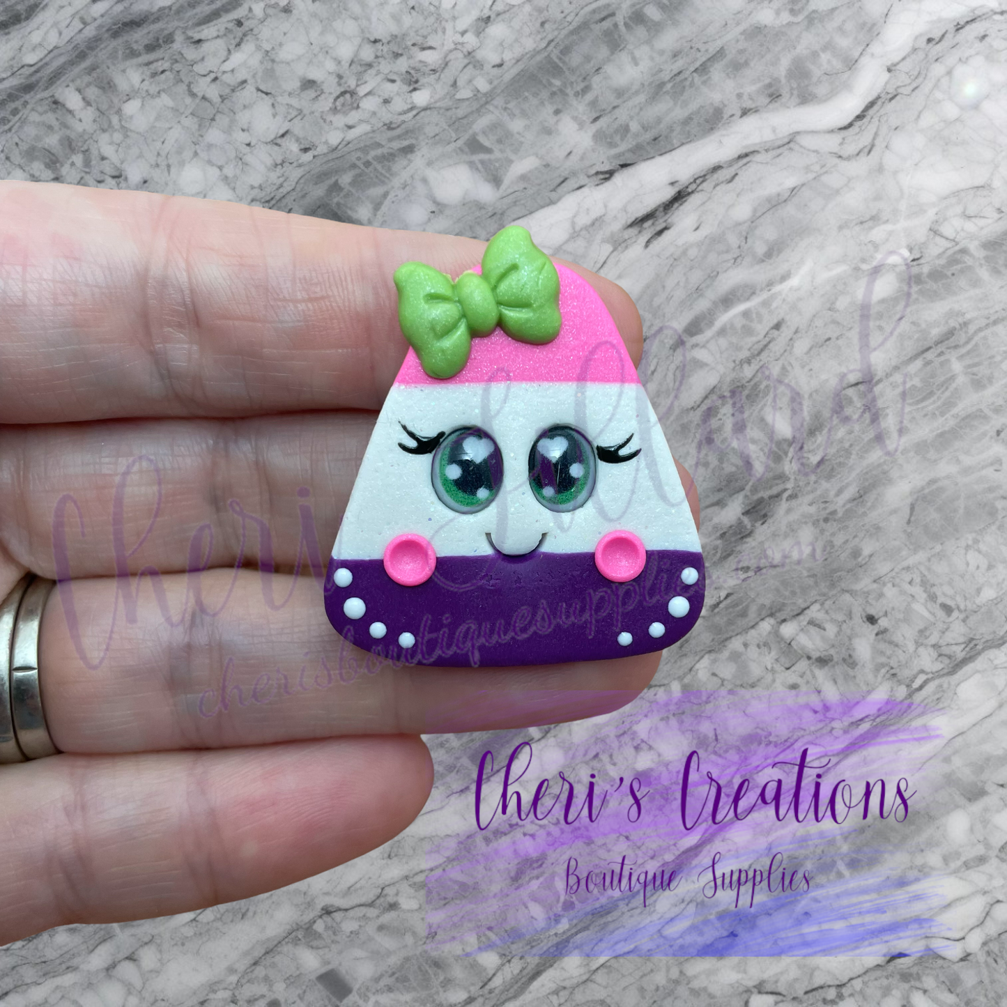 Pink & Purple Candy Corn Polymer Clay Embellishment