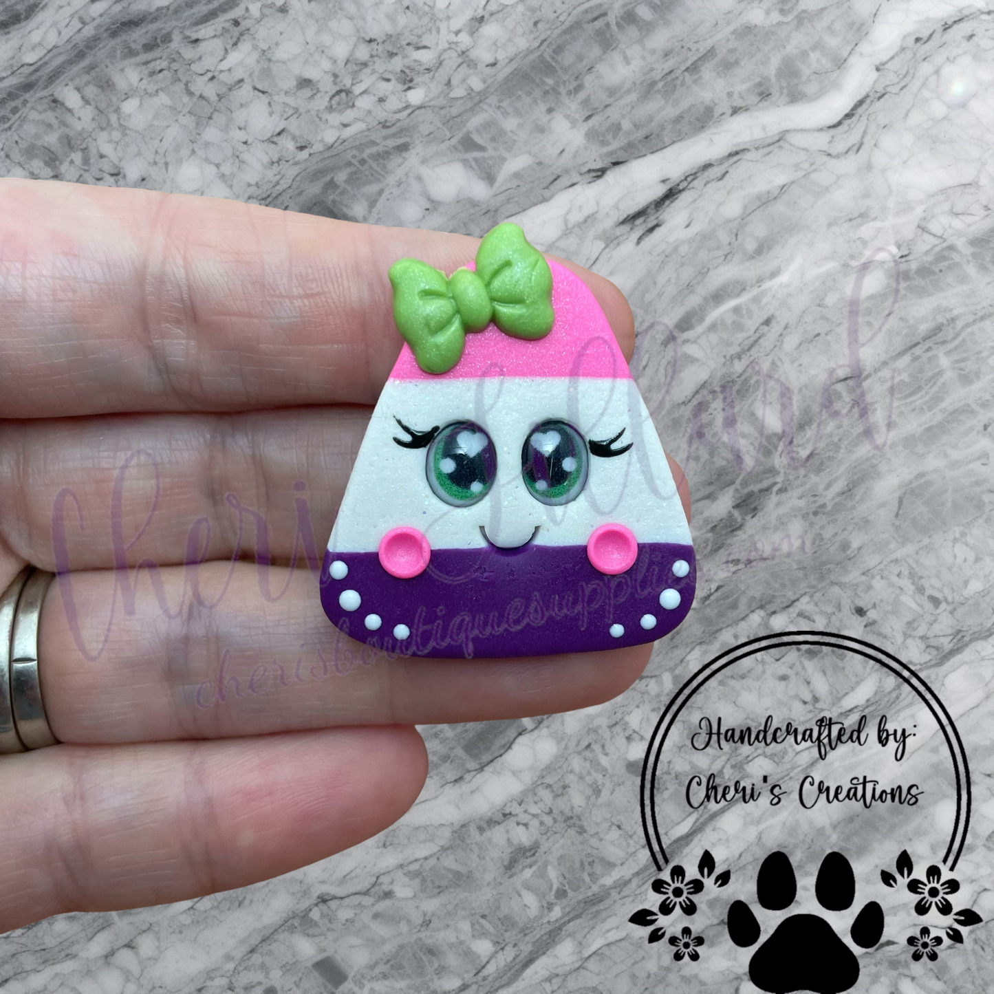 Pink & Purple Candy Corn Polymer Clay Embellishment