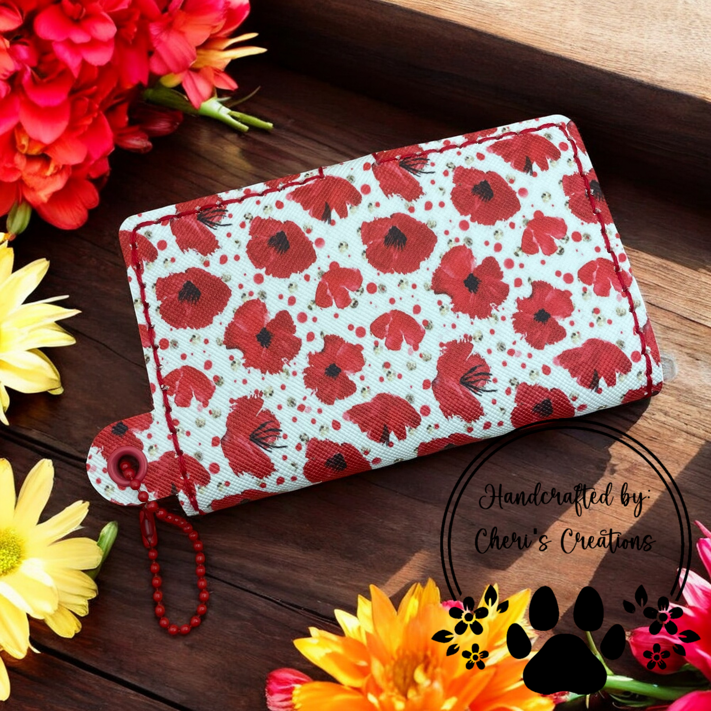 Red Poppies Coin & Card Wallet