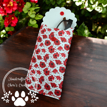 Poppies on White Eyeglass Case