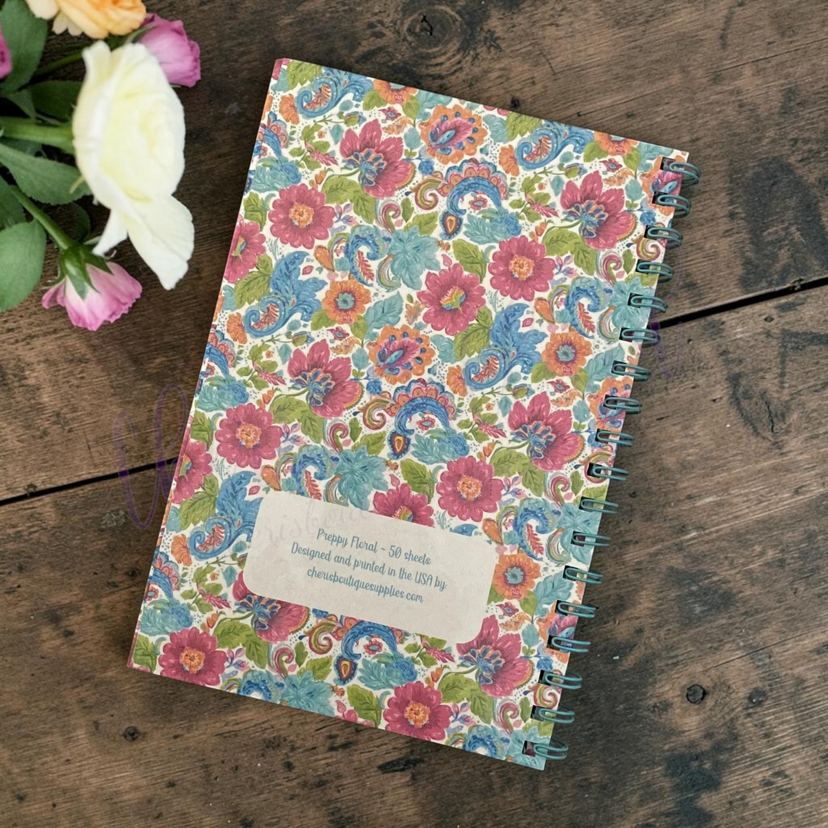 Preppy Floral Spiral Notebook
